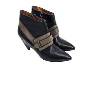 Balenciaga Black Leather Colorblock Stiletto Heel Patter Boots Size EU 39